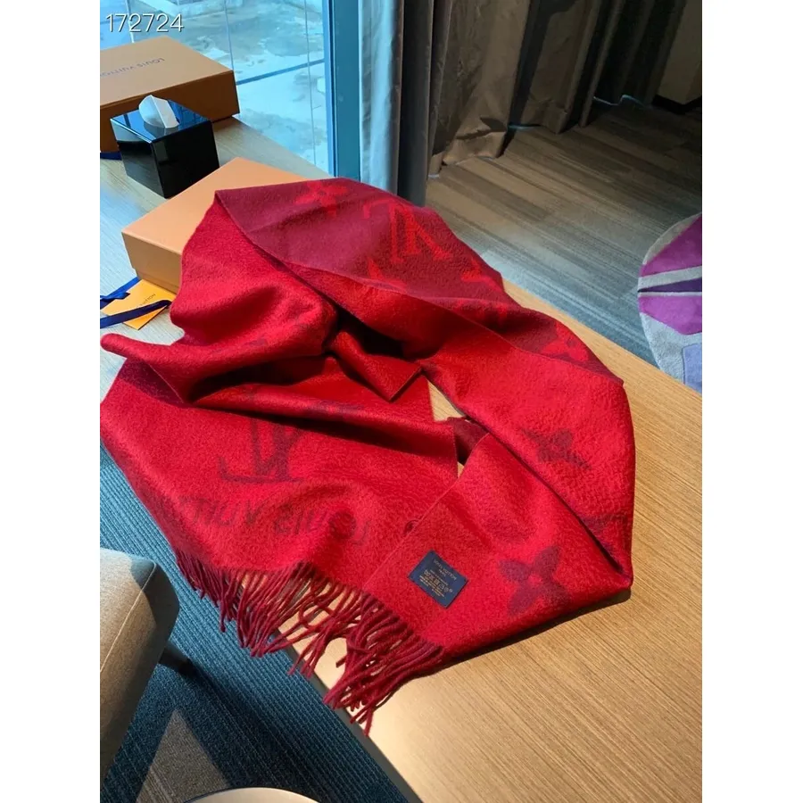 Louis Vuitton Reykjavik Cachecol Xale De Caxemira 190 Cm Coleção Outono / Inverno 2020, Vermelho