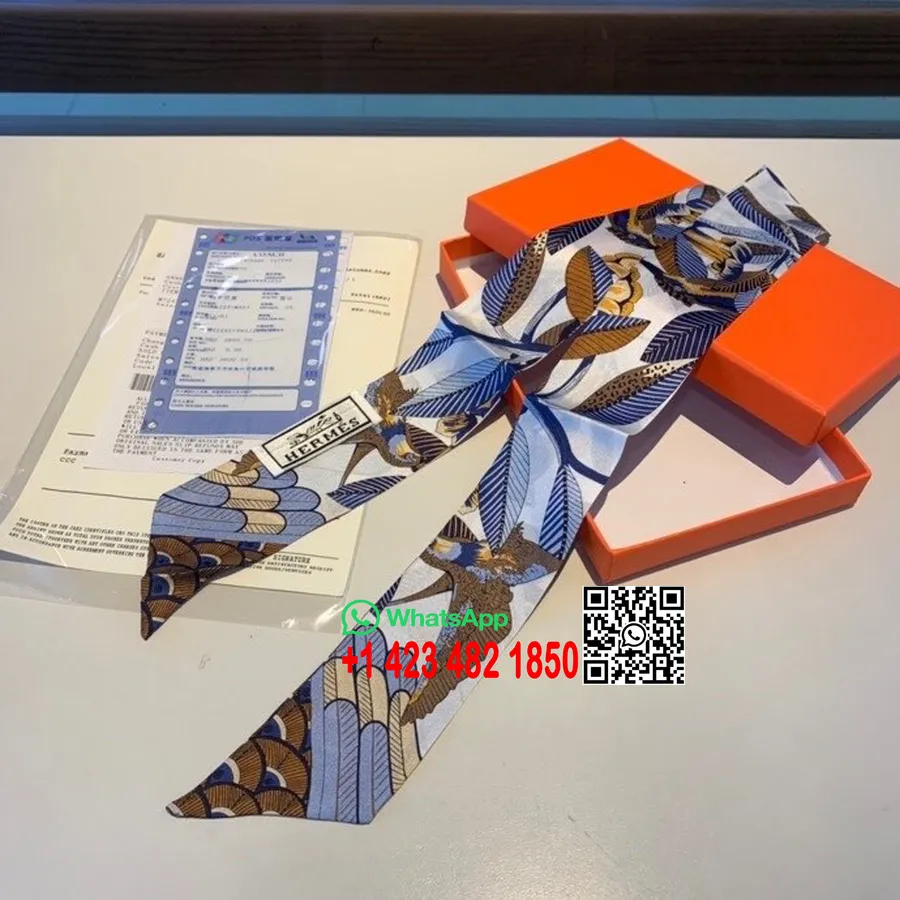 Koleksi Hermes Twilly Syal 90cm Musim Gugur/dingin 2020, Biru Muda