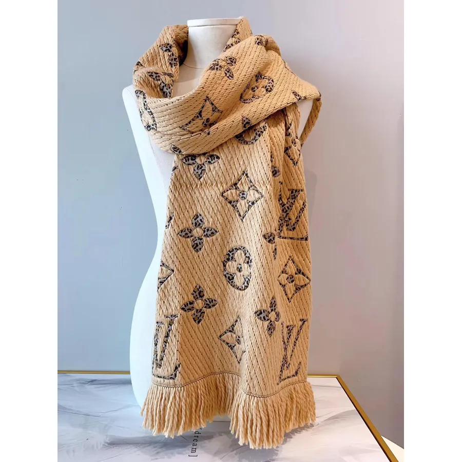 Louis Vuitton Monogram Obří Džungle Logomania Vlna/hedvábný šátek 180cm Kolekce Podzim/zima 2019 M75884, Béžová