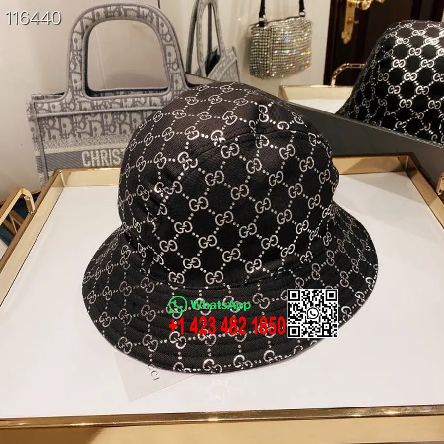 Cappello Gucci In Tela Jacquard Con Logo Gg, Collezione Primavera/estate 2020, Nero