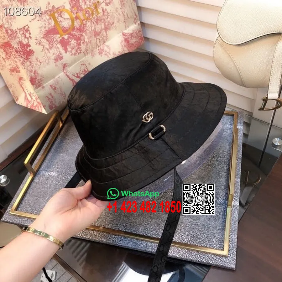 Cappello Gucci Secchiello In Tessuto Tecnico Con Logo Gg, Collezione Primavera/estate 2020, Nero