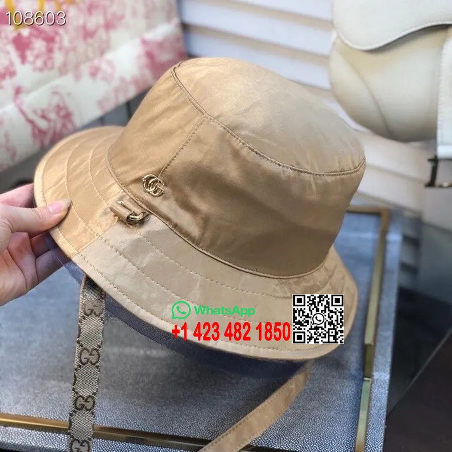 Cappello Gucci Secchiello In Tessuto Tecnico Con Logo Gg, Collezione Primavera/estate 2020, Colore Cuoio