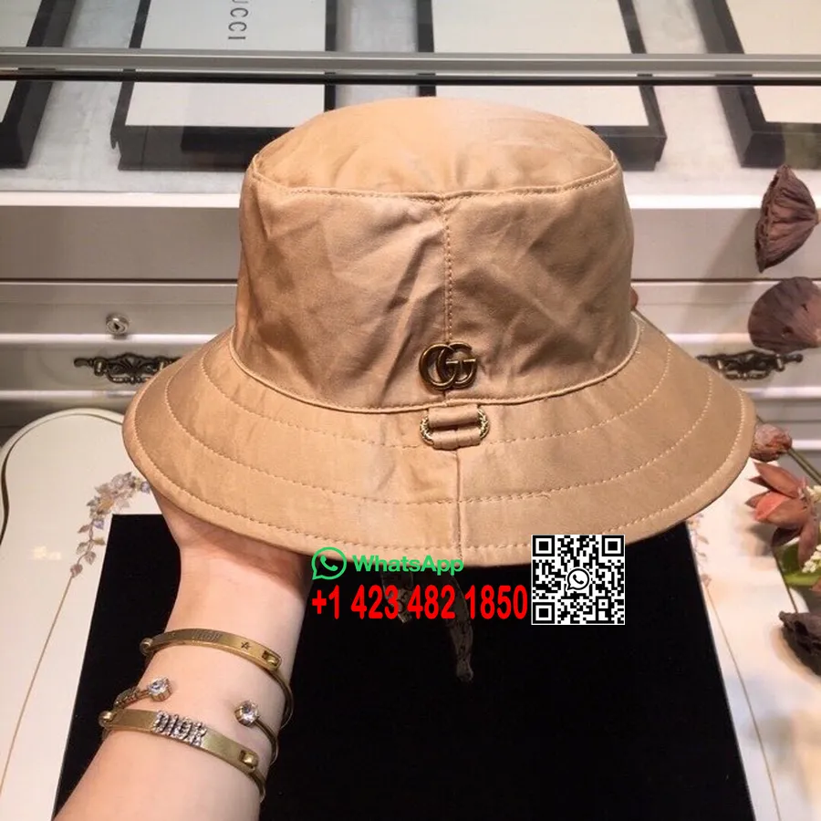 Cappello Gucci Secchiello In Tessuto Tecnico Con Logo Gg, Collezione Primavera/estate 2020, Colore Cuoio