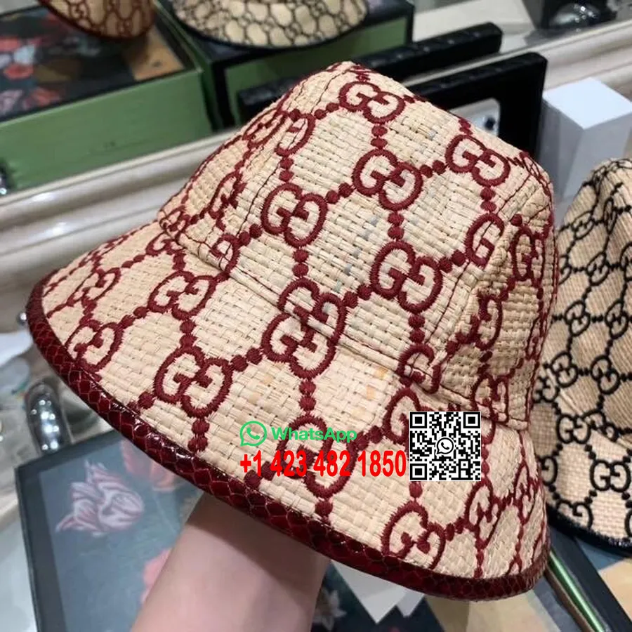 Gucci Raffia Salmu Fedora čūskādas Cepure 2020. gada Pavasara/vasaras Kolekcija, Bordo