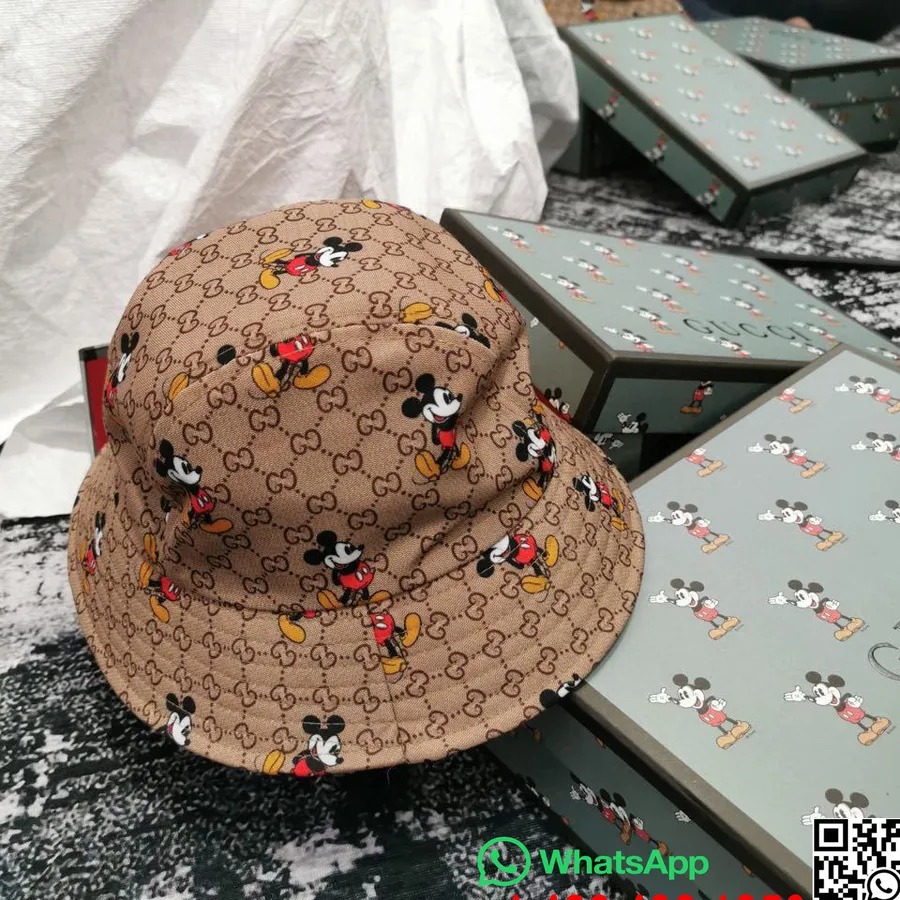 Gucci X Disney Mickey Mouse Bucket Hat Vår/sommer 2020-kolleksjon, Brun