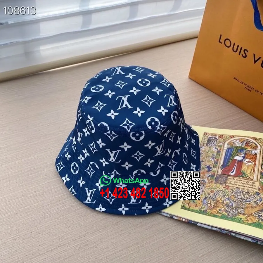 Cappello Da Pescatore In Tela Louis Vuitton Collezione Primavera/estate 2020, Blu/bianco