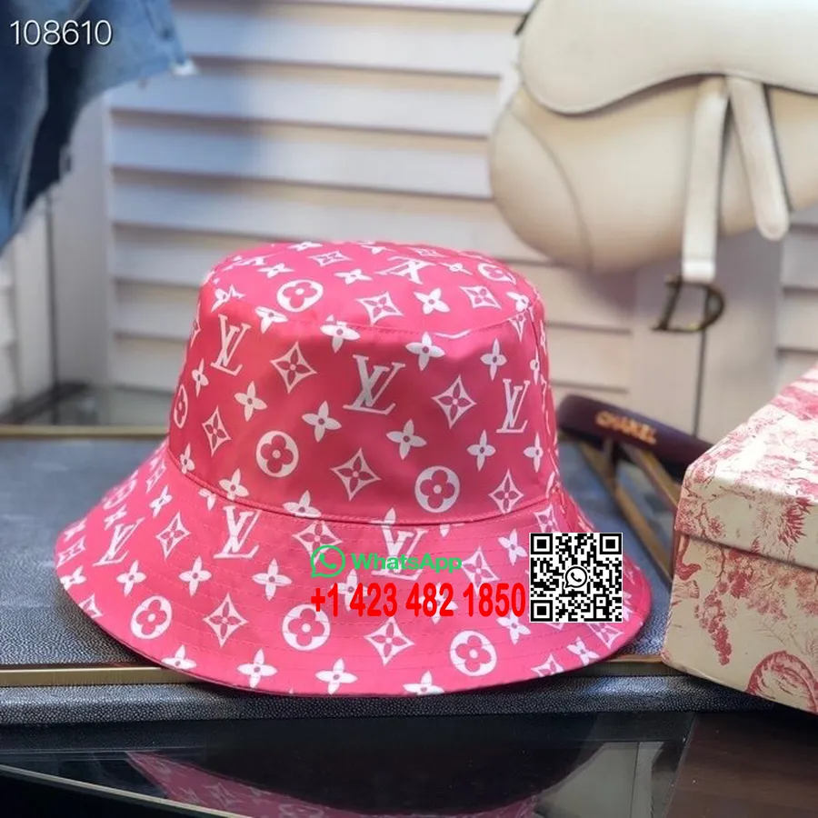 Cappello Da Pescatore In Tela Louis Vuitton Collezione Primavera/estate 2020, Rosa/bianco