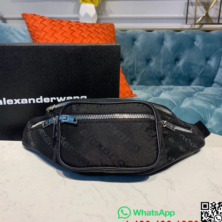 Alexander Wang Bolsa De Cinto Attica 32cm Lona/couro De Bezerro Coleção Primavera/verão 2019, Preto/prata