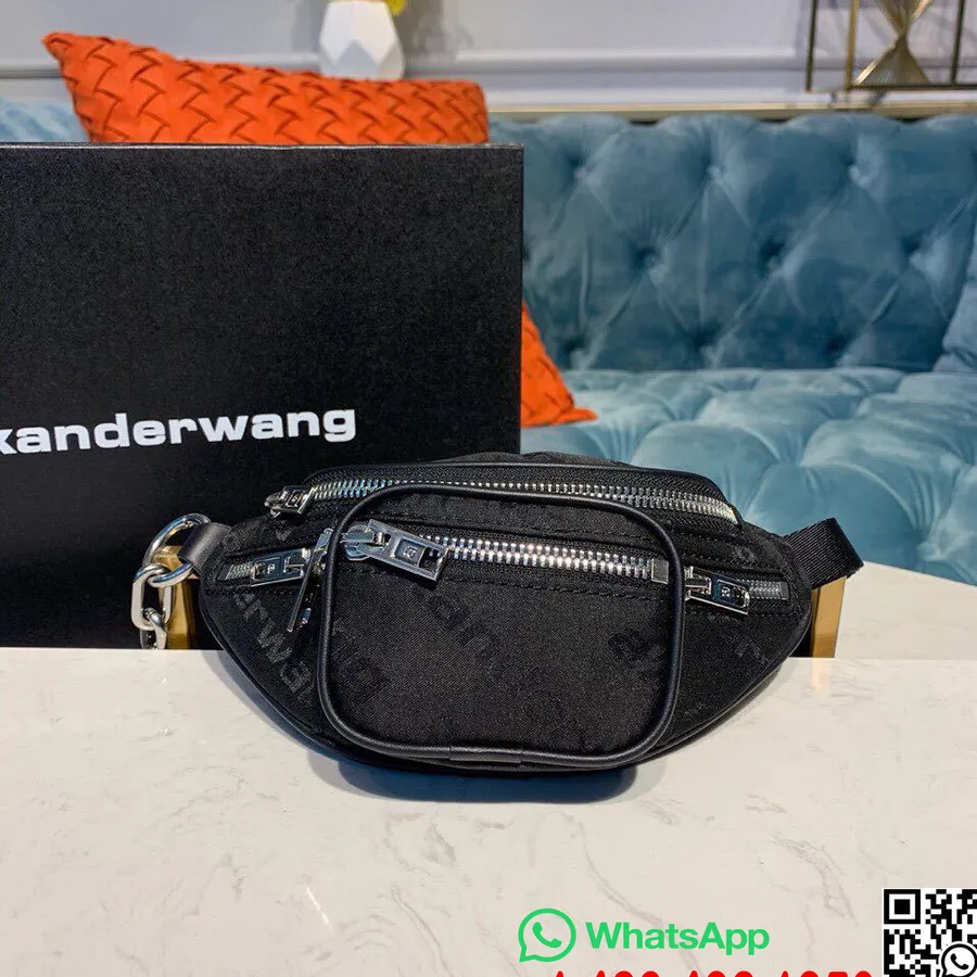 Alexander Wang Bolsa De Cinto Attica 20cm Lona/couro De Bezerro Coleção Primavera/verão 2019, Preto/prata