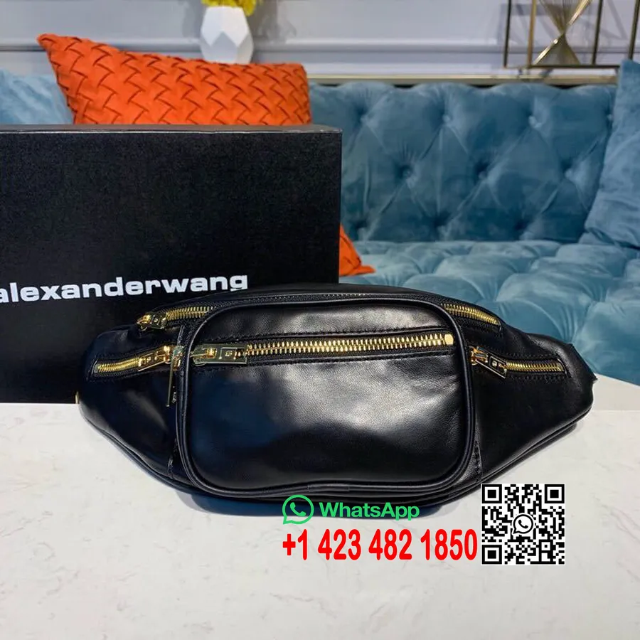 Alexander Wang Bolsa De Cinto Attica 32cm Couro De Bezerro Coleção Primavera/verão 2019, Preto/dourado