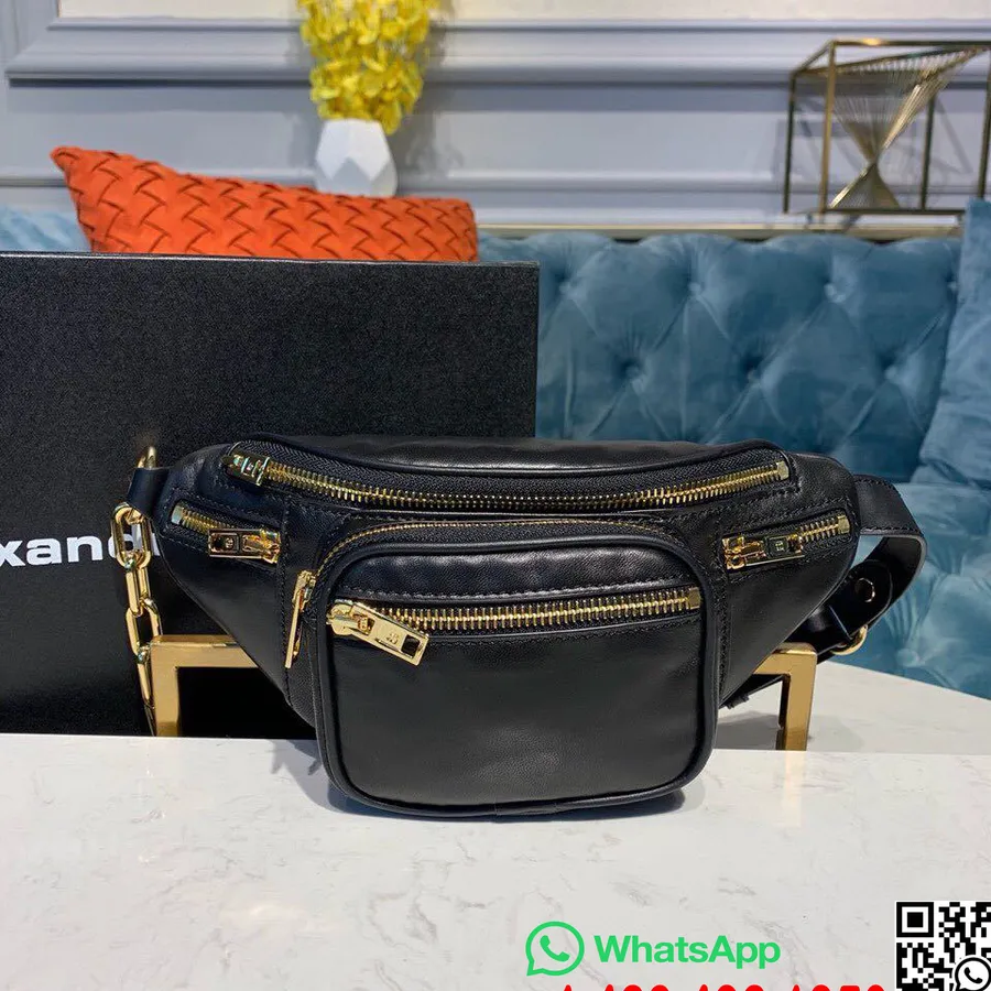 Alexander Wang Bolsa De Cinto Attica 32cm Couro De Bezerro Coleção Primavera/verão 2019, Preto/dourado