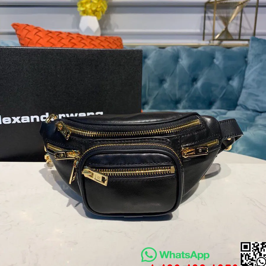 Alexander Wang Bolsa De Cinto Attica 20cm Couro De Bezerro Coleção Primavera/verão 2019, Preto/dourado