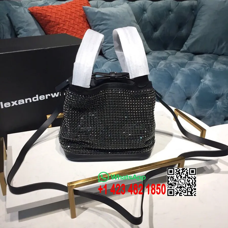 Alexander Wang чанта тип кофа, украсена с кристали чанта за колан от телешка кожа, колекция пролет/лято 2019, черна