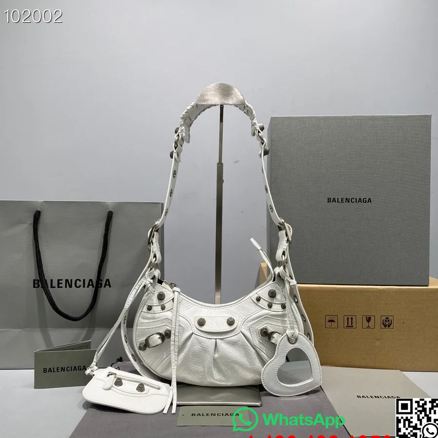 Balenciaga Le Cagole Xs Skulderveske 30 Cm 92718 Arena Rynket Lammeskinn I Alderen Sølv Hardware Høst/vinter 2022 Kolleksjon