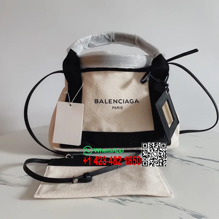 Balenciaga Cabas Shopper Draagtas 25cm Canvas/kalfsleer Collectie Lente/zomer 2022, Wit/zwart