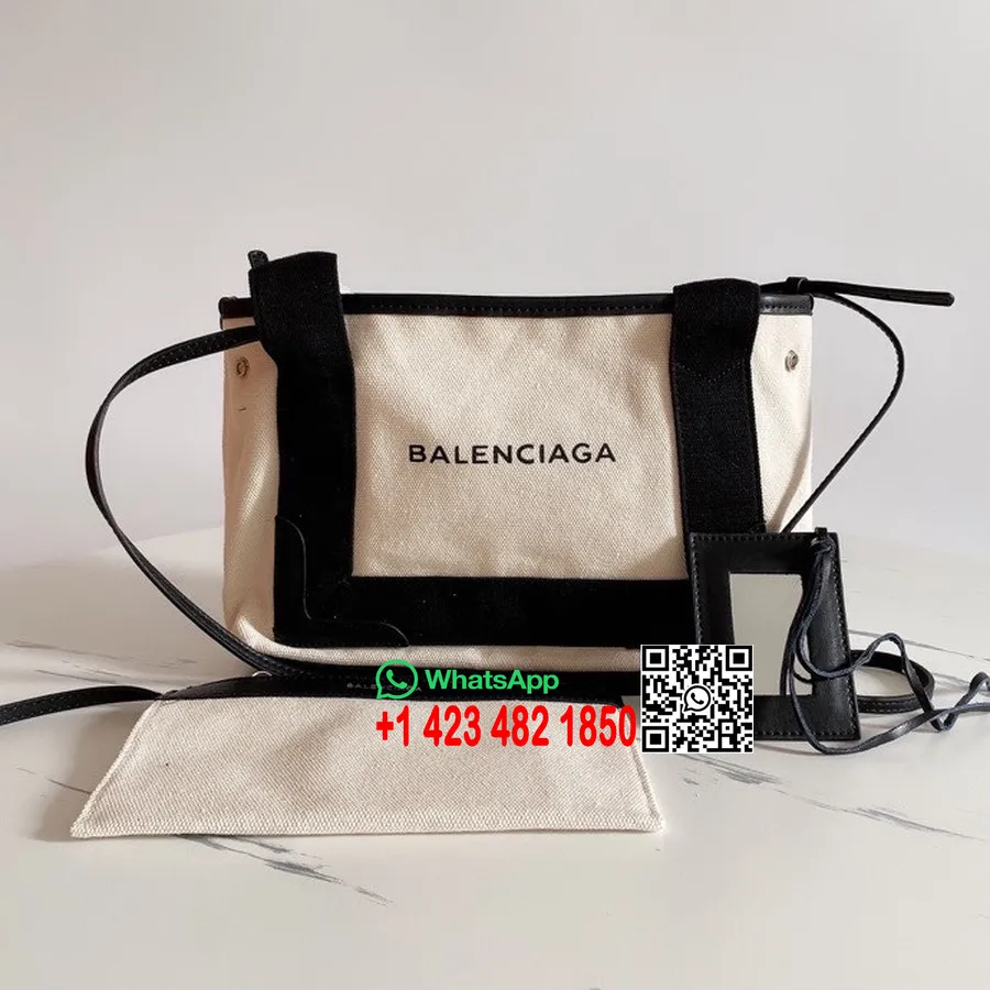 Balenciaga Cabas Shopper Bag 25cm Canvas/עור עגל קולקציית אביב/קיץ 2022, לבן/שחור