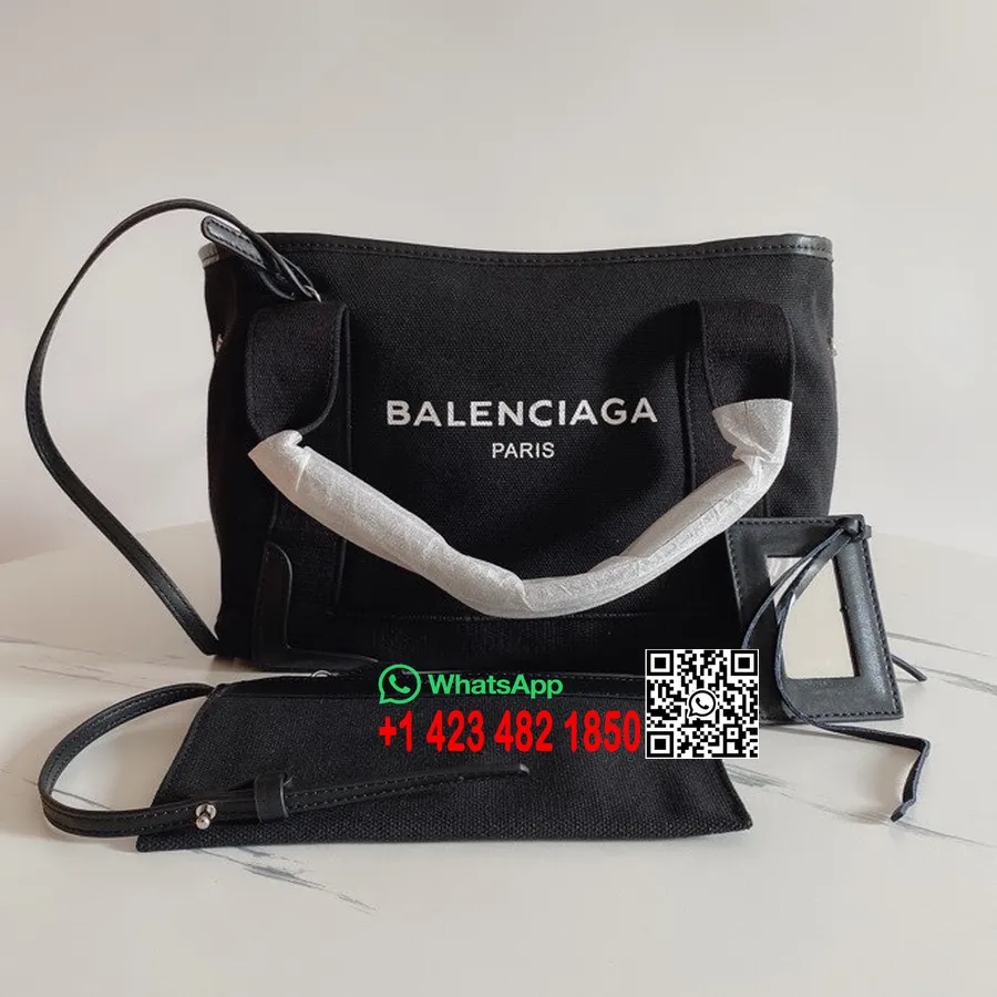 Balenciaga Cabas Shopper-Einkaufstasche, 30 Cm, Canvas/Kalbsleder, Frühjahr/Sommer-Kollektion 2022, Schwarz