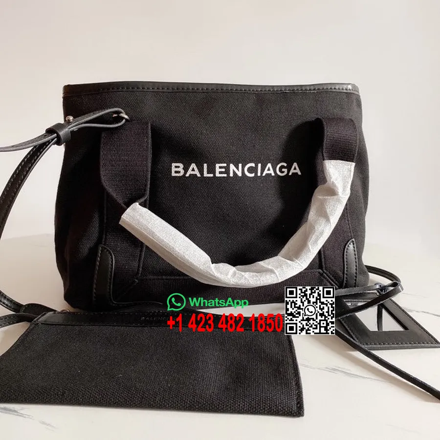 Balenciaga Cabas Shopper-Einkaufstasche, 30 Cm, Canvas/Kalbsleder, Frühjahr/Sommer-Kollektion 2022, Schwarz