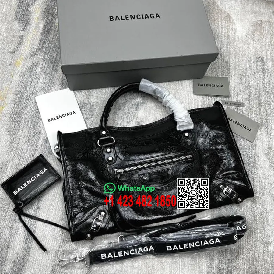 Balenciaga Logo Neo Classic Tasche 38 Cm Kalbsleder Frühjahr/sommer 2022 Kollektion, Schwarz