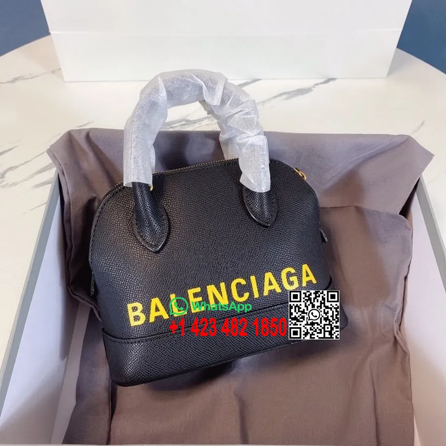 Balenciaga Xxs Miniveske 18 Cm Kornet Kalveskinn Vår/sommer 2022 Kolleksjon, Svart/gul