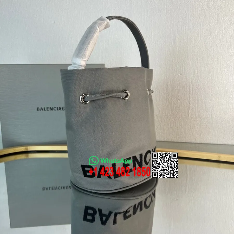 Geantă Balenciaga Wheel Xs Cu șnur 18 Cm Pânză Colecția Primăvară/vară 2022, Gri