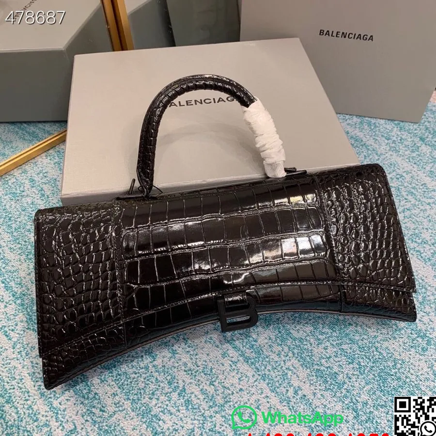 Balenciaga Borsa A Clessidra Stretch Con Manico Superiore 35 Cm 671000 Pelle Goffrata Coccodrillo Collezione Primavera/estate 20