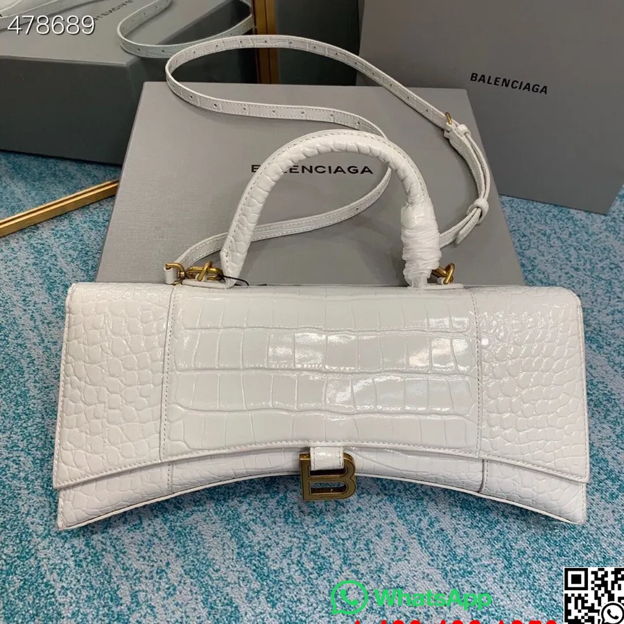 Balenciaga Borsa A Clessidra Stretch Con Manico Superiore 35 Cm 671000 Pelle Goffrata Coccodrillo Collezione Primavera/estate 20