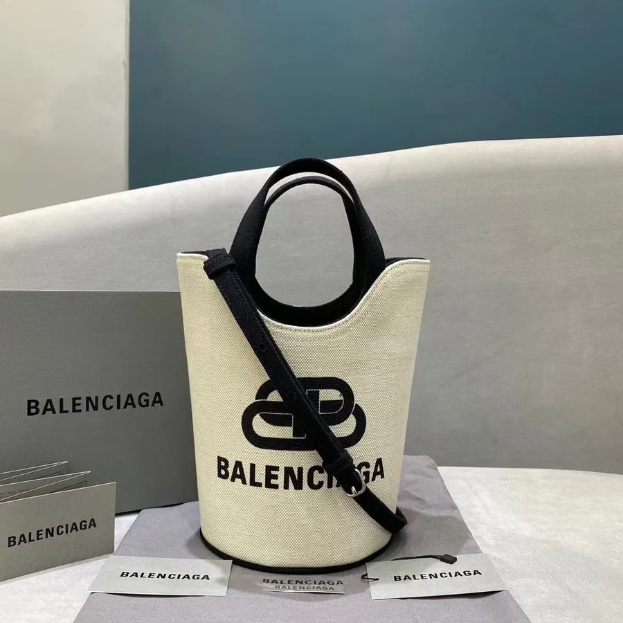 Balenciaga Keskmise Lainega Kandekott 23cm Lõuendist Sügis/talv 2020 Kollektsioon, Naturaalne