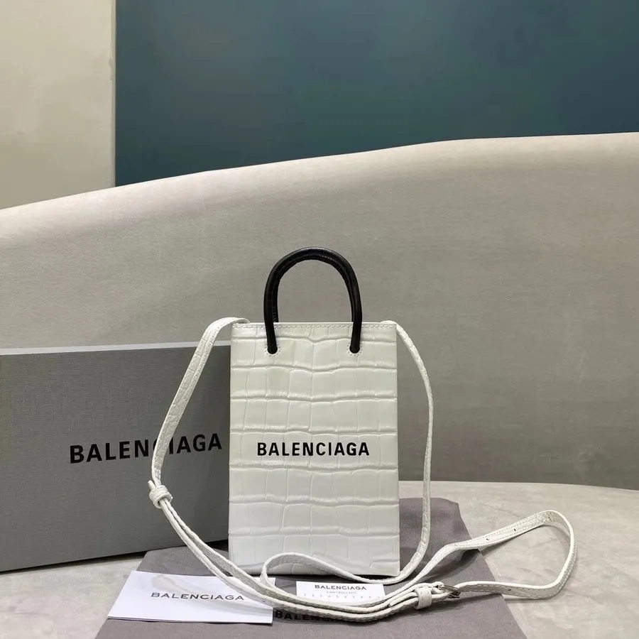 Balenciaga Xxs Ziemeļu Dienvidu Soma Kroka Zīmogs Teļa āda, 2020. gada Rudens/ziemas Kolekcija, Balta