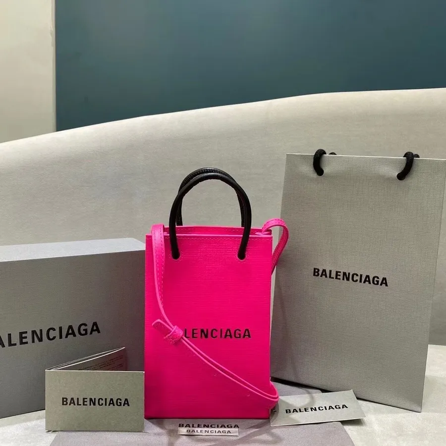 Balenciaga Xxs North South Kandekott Vasikanahast Nahast Sügis/talv 2020 Kollektsioon, Kuum Roosa