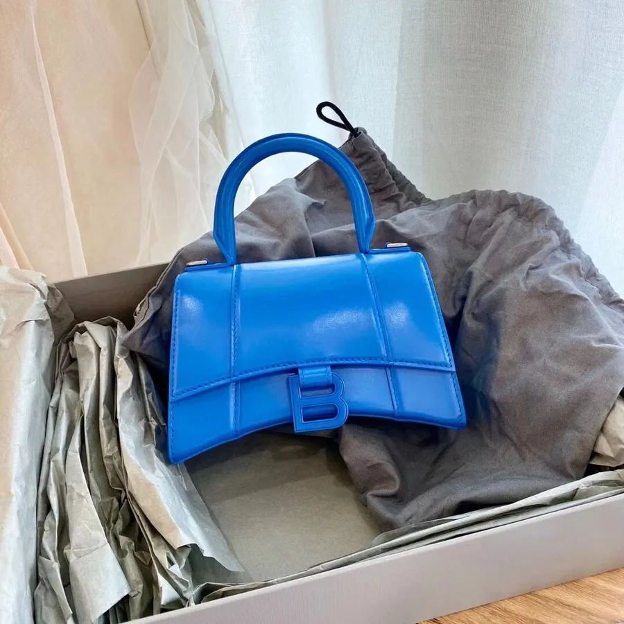 Balenciaga Sanduhr-tasche, 20 Cm, Kalbsleder, Gealterte Silberne Hardware, Herbst/winter-kollektion 2020, Tiefblau