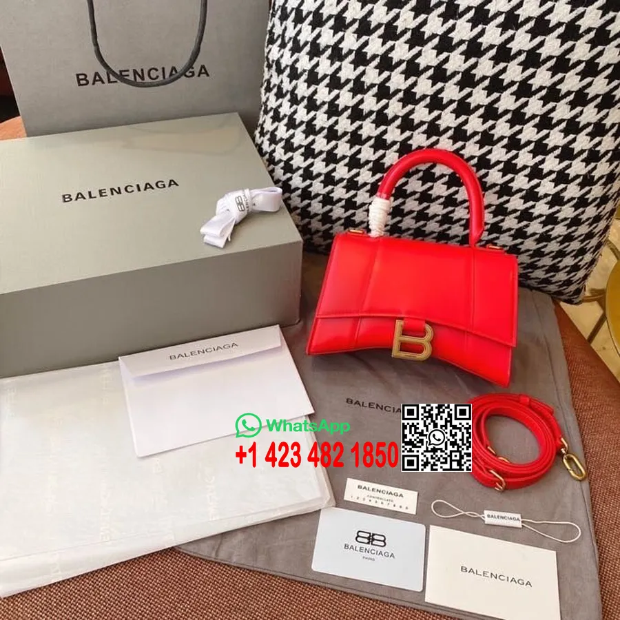 Balenciaga Sanduhr-tasche, 20 Cm, Kalbsleder, Gealterte Gold-hardware, Herbst/winter-kollektion 2020, Rot