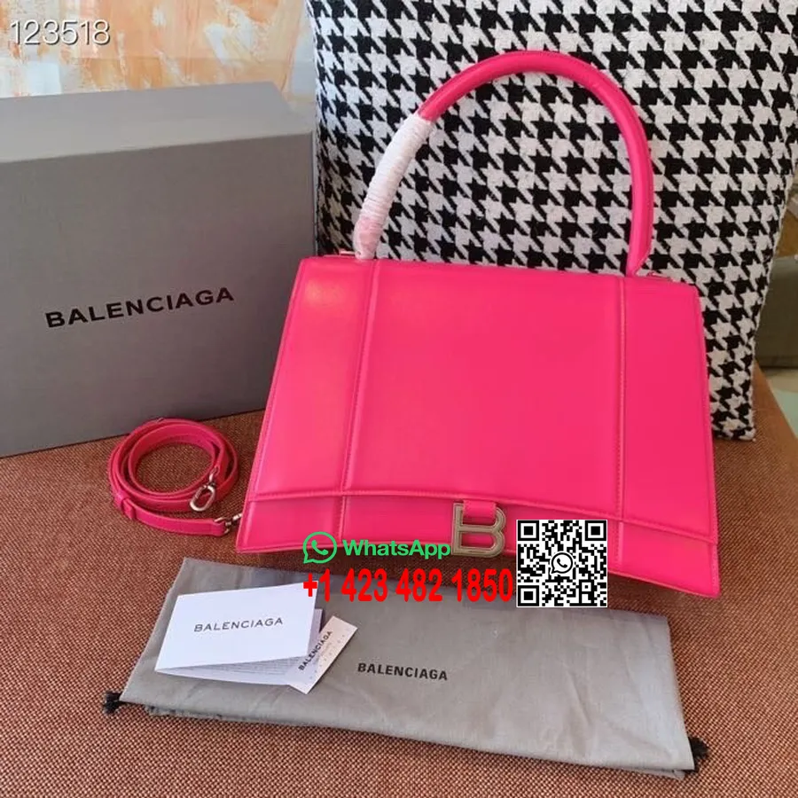 Borsa A Clessidra Balenciaga 32 Cm Pelle Di Vitello Hardware Argento Invecchiato Collezione Autunno/inverno 2020, Rosa Shocking