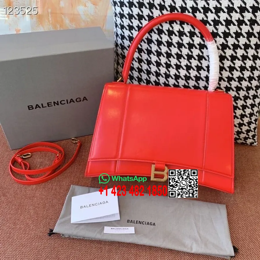 Borsa A Clessidra Balenciaga 32 Cm Pelle Di Vitello Hardware Oro Invecchiato Collezione Autunno/inverno 2020, Rosso