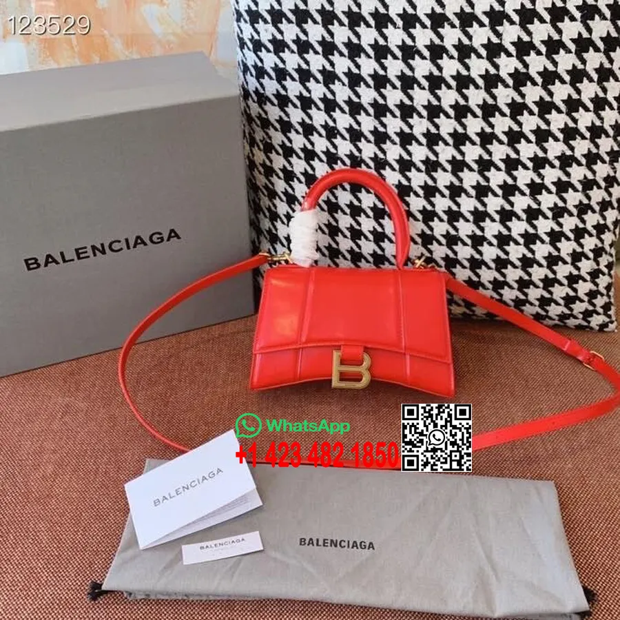 Balenciaga Sanduhr-tasche, 20 Cm, Kalbsleder, Gealterte Gold-hardware, Herbst/winter-kollektion 2020, Rot