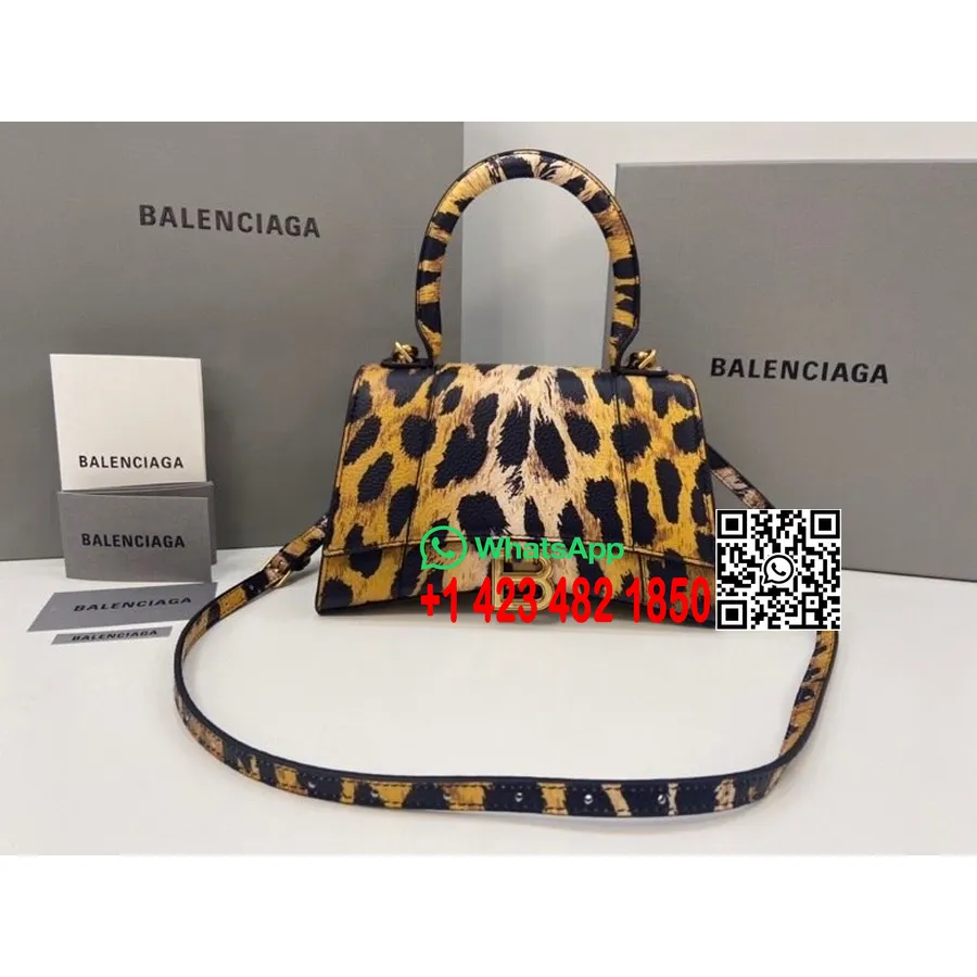 Balenciaga Sanduhr-Tasche, 20 Cm Kalbsleder, Gealterte Gold-Hardware, Herbst/Winter 2020-Kollektion, Leopard