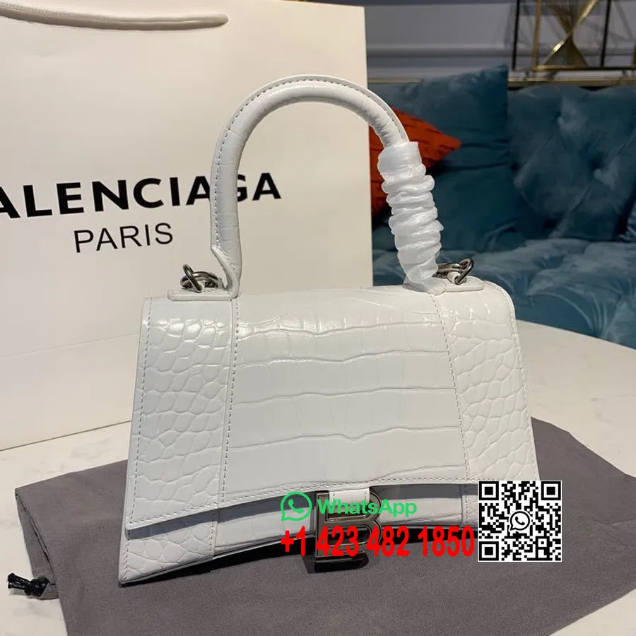 Balenciaga Liivakellakott 24cm Croco Vasikanahast Kevad/suvi 2020 Kollektsioon, Valge