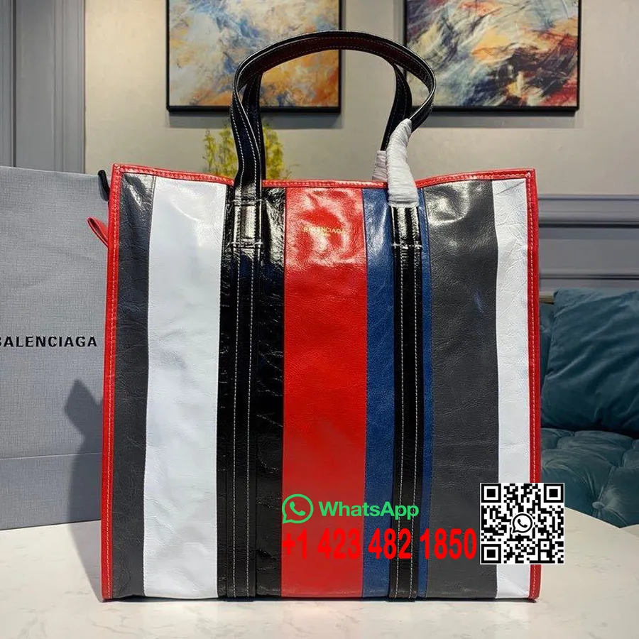 Balenciaga Borsa Tote Bazar 38cm Pelle Di Vitello Collezione Primavera/estate 2020, Rosso/bianco/grigio