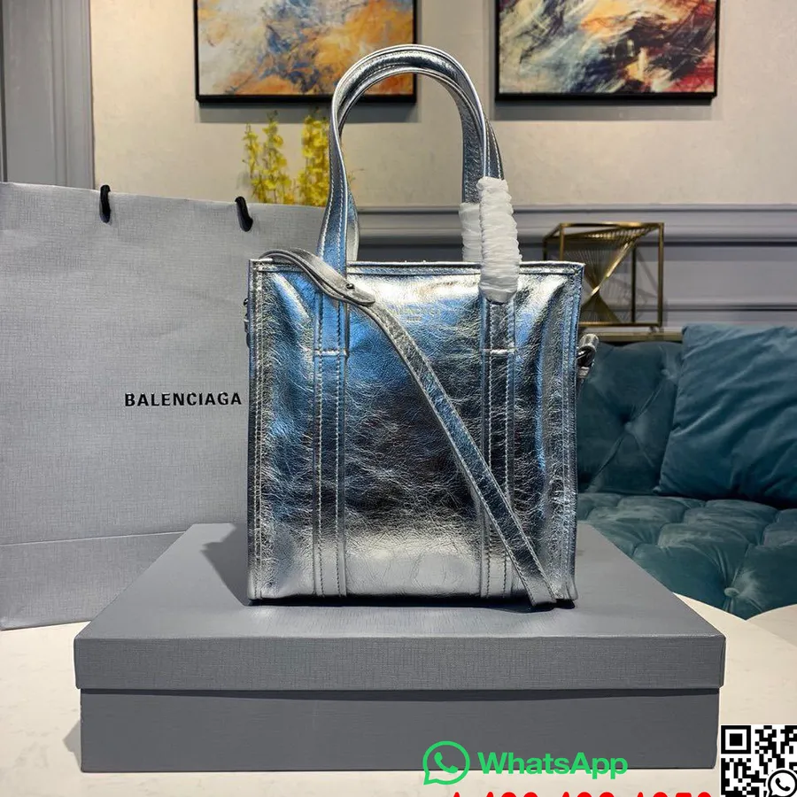 Borsa Balenciaga Bazar Tote Bag 22cm Pelle Di Vitello Collezione Primavera/estate 2020, Argento