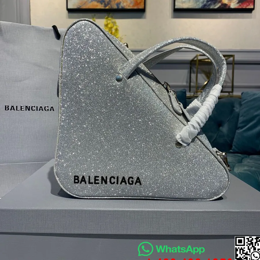 Balenciaga Kolmnurkne Kott 24cm Vasikanahast Kevad/suvi 2020 Kollektsioon, Sädelev Hõbe