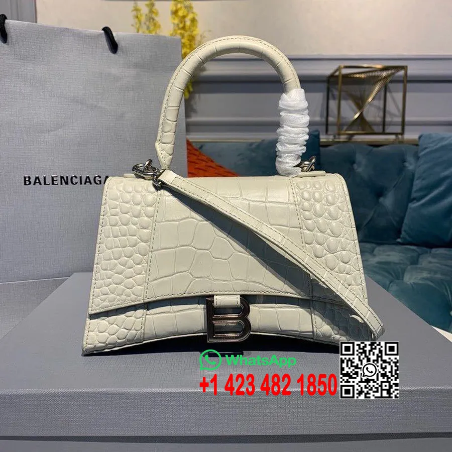 Balenciaga Liivakellakott 24cm Croco Vasikanahast Kevad/suvi 2020 Kollektsioon, Valge