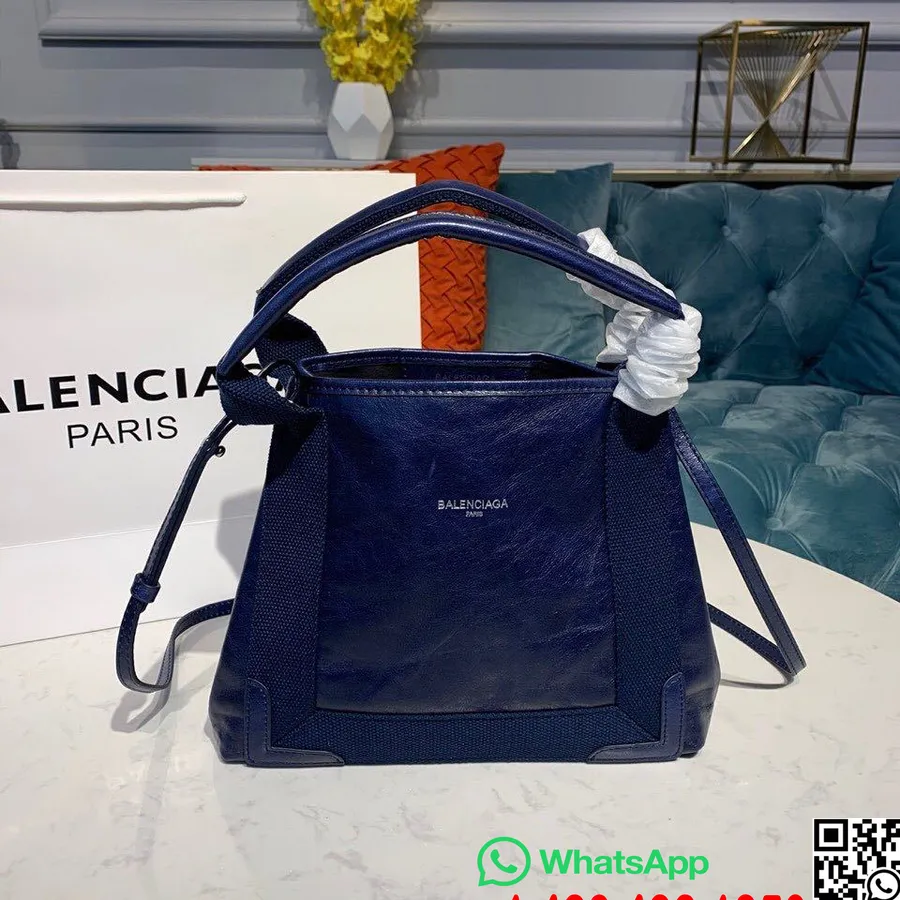 Balenciaga Cabas Borsa Shopping Tote 26cm Pelle Di Agnello Collezione Primavera/estate 2019, Blu Navy