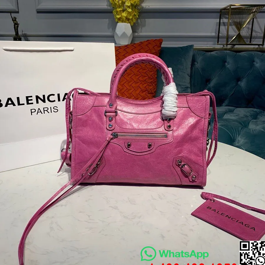 Balenciaga Graffiti Borsa Classica Da Città 30cm Hardware Argento Pelle Di Agnello Collezione Primavera/Estate 2019, Rosa Rosa