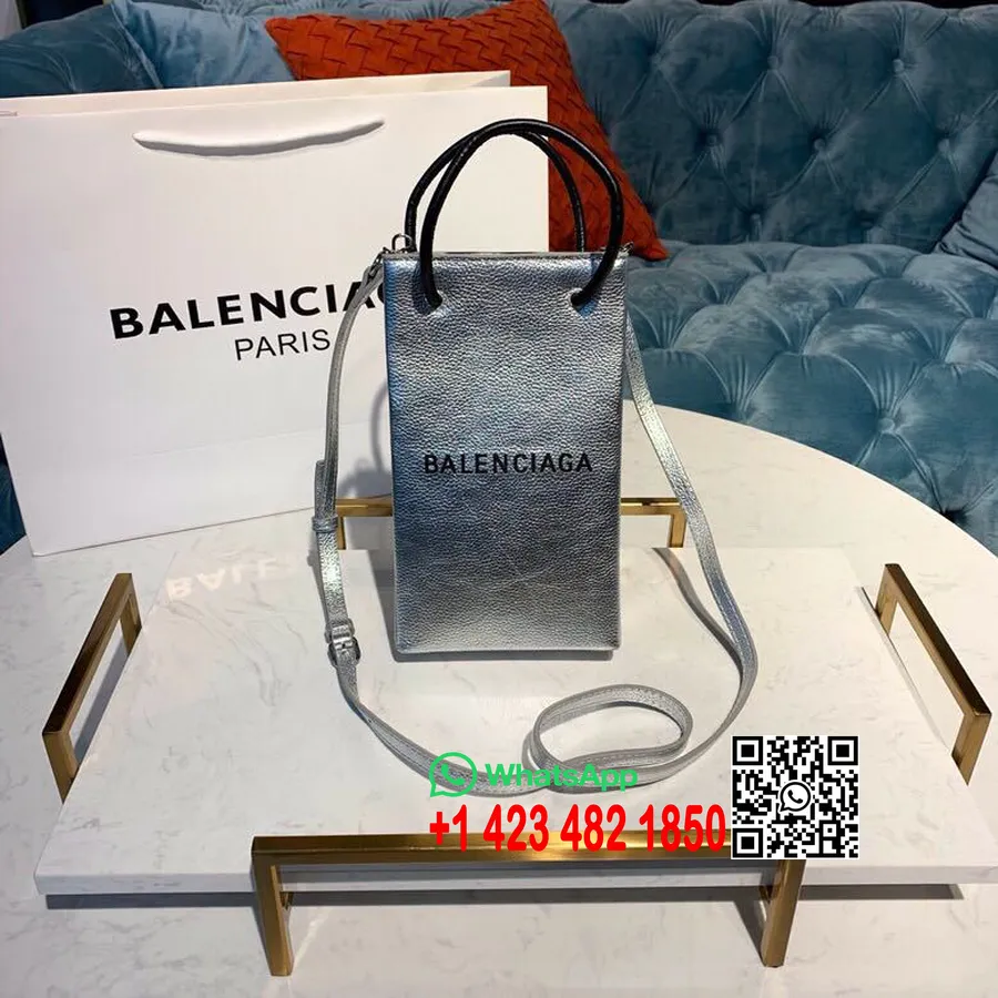 Balenciaga Shopping Tote XXS Bag 24cm Natural Grain Calfskin Leather Spring/Summer 2019 Collection, Silver