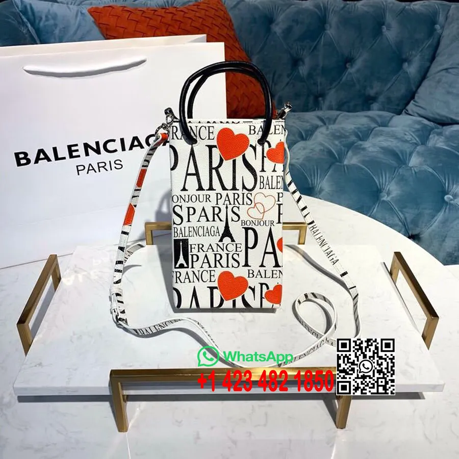 Balenciaga Shopping Tote XXS Bag 24cm Natural Grain Calfskin Leather Spring/Summer 2019 Collection, Graffiti