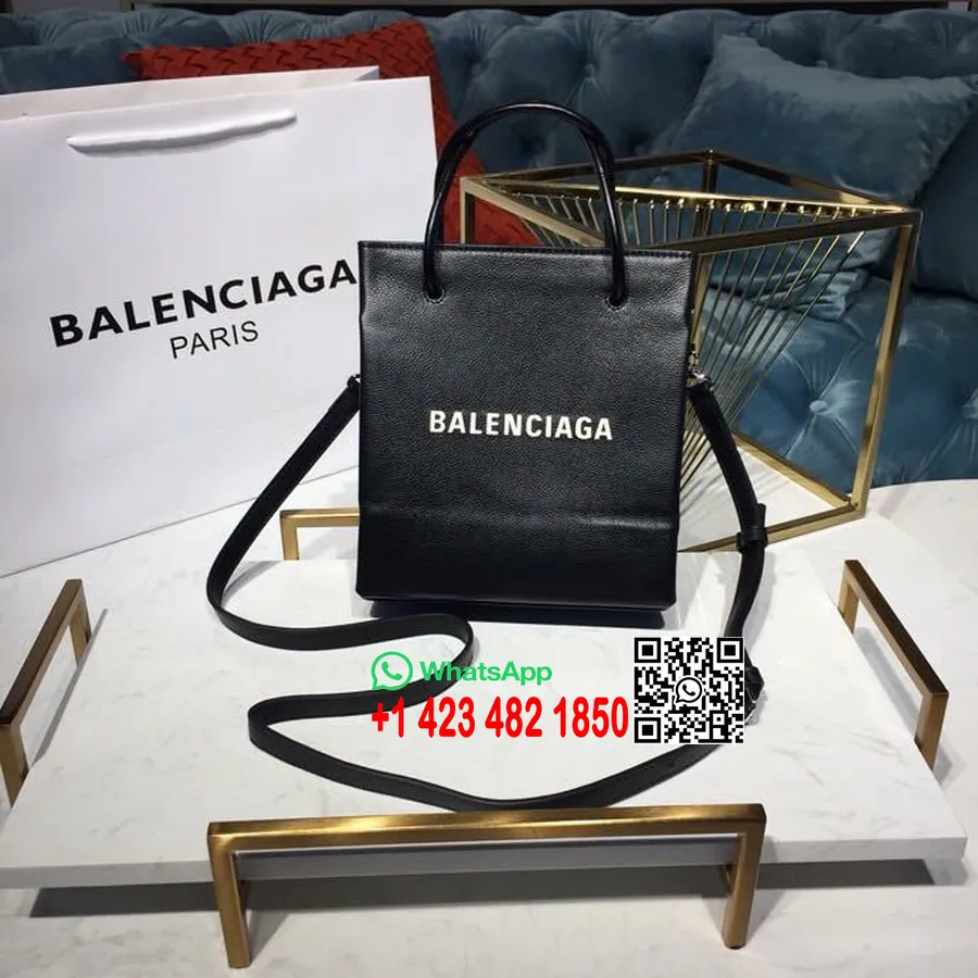 Balenciaga Shopping Tote XXS Bag 20cm Natural Grain Calfskin Leather Spring/Summer 2019 Collection, Black