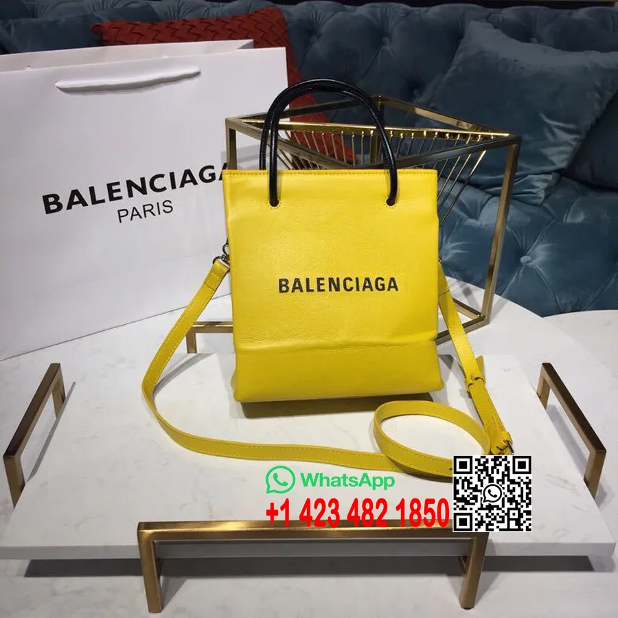 Balenciaga Shopping Tote XXS Bag 20cm Natural Grain Calfskin Leather Spring/Summer 2019 Collection, Yellow