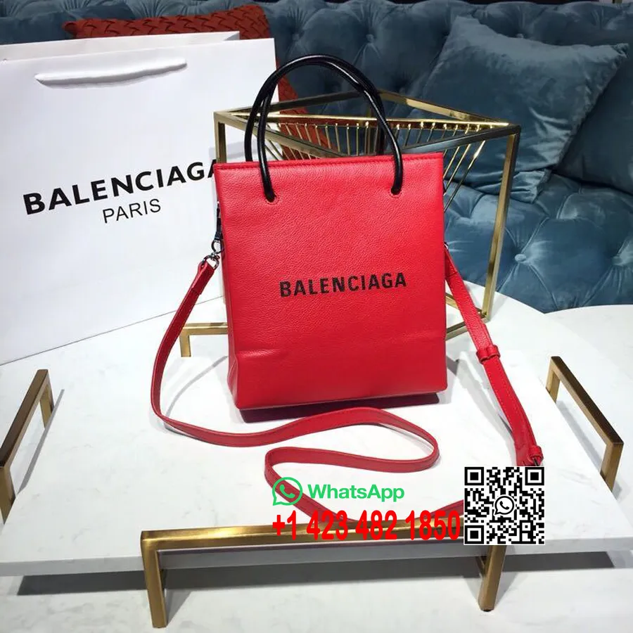 Balenciaga Shopping Tote XXS Bag 20cm Natural Grain Calfskin Leather Spring/Summer 2019 Collection, Red