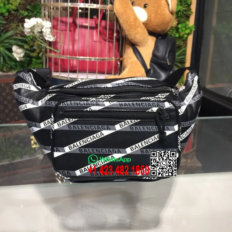 Balenciaga Logo Graffiti Geantă Fanny Pack 25cm Piele De Vițel Colecția Primăvară/vară 2018 Negru