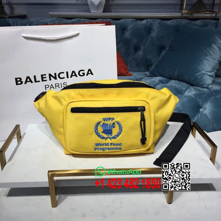 Balenciaga World Food Program Fanny Pack Midjeväska 40cm Vår/sommar 2019 Kollektion, Gul